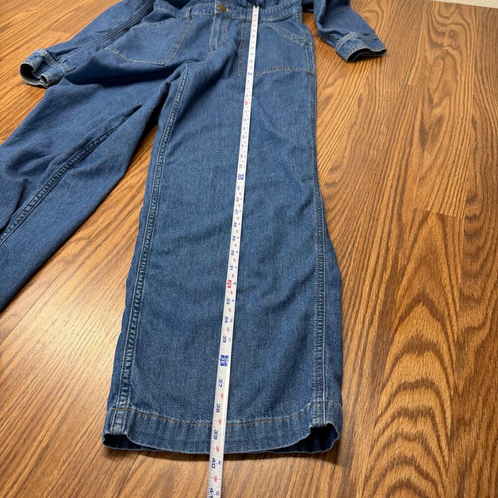 Vintage Lee Denim Boiler Jumpsuit Flare Leg 70s M Utility Butter Mom Western - Picture 5 of 8